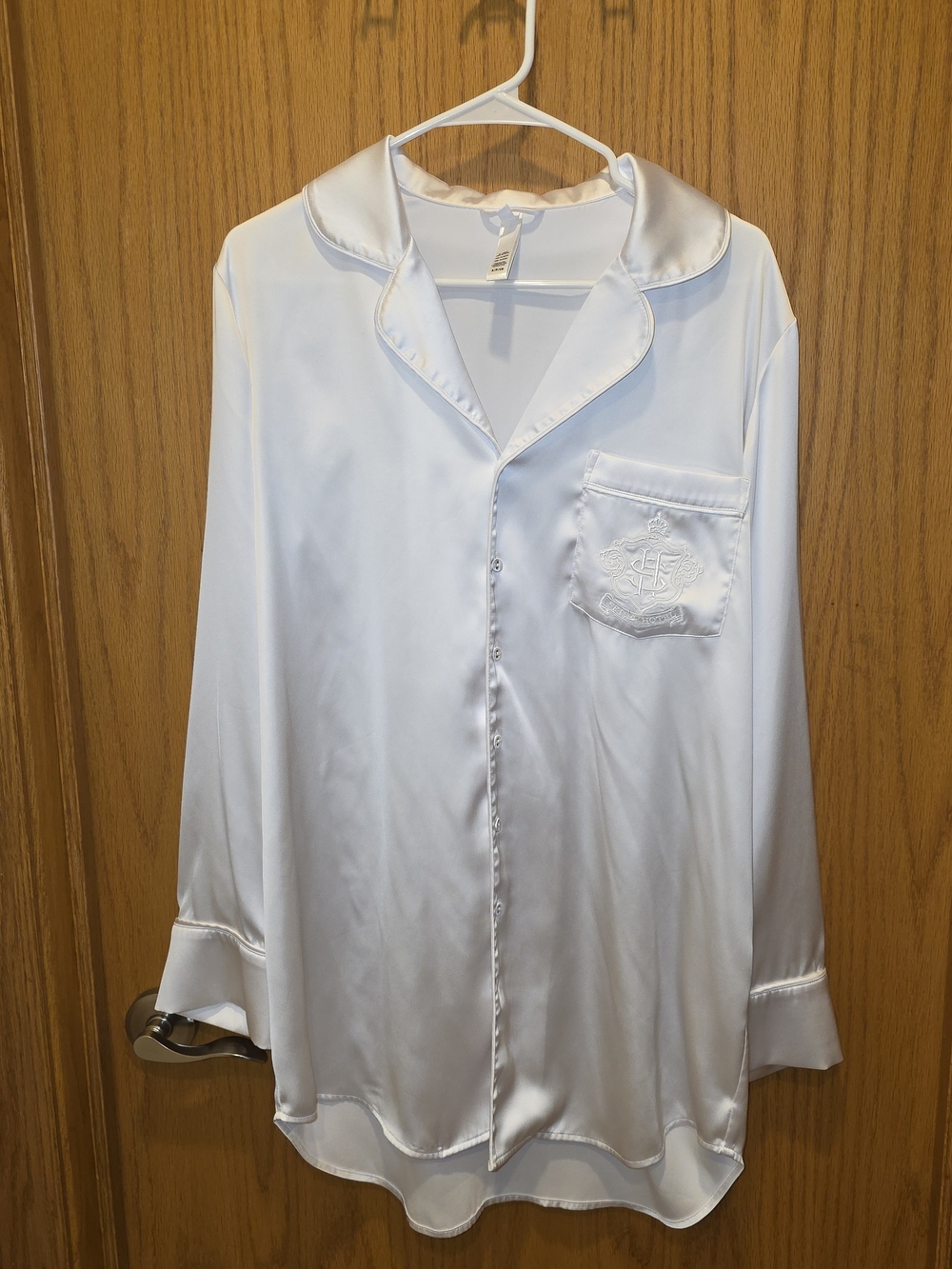 SKIMS White Satin Long-Sleeve Pajama Dress